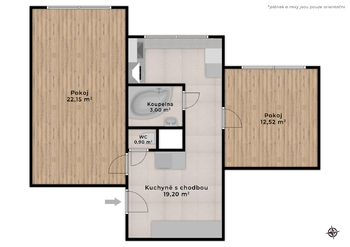 Pronájem bytu 2+1 v družstevním vlastnictví 57 m², Praha 4 - Kamýk