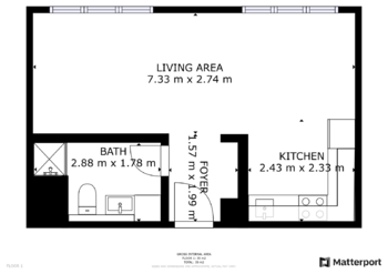 Plánek bytu - Pronájem bytu 1+kk v osobním vlastnictví 34 m², Praha 4 - Modřany