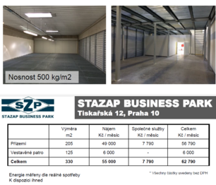 Pronájem skladovacích prostor 330 m², Praha 10 - Malešice