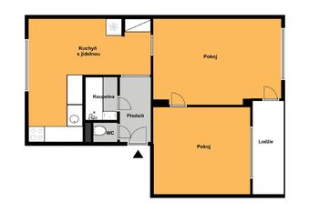 Orientační plánek bytu - Prodej bytu 2+1 v družstevním vlastnictví 55 m², Český Brod