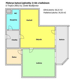 Prodej bytu 2+kk v osobním vlastnictví 54 m², České Budějovice