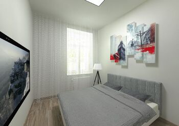 VIZUALIZACE - ložnice - Prodej bytu 2+kk v družstevním vlastnictví 43 m², Praha 8 - Karlín