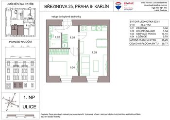 půdorys - Prodej bytu 2+kk v družstevním vlastnictví 35 m², Praha 8 - Karlín