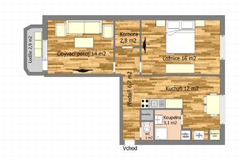 Prodej bytu 2+1 v osobním vlastnictví 59 m², Brno