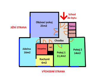 Plánek - Prodej bytu 4+1 v osobním vlastnictví 90 m², Praha 4 - Hodkovičky