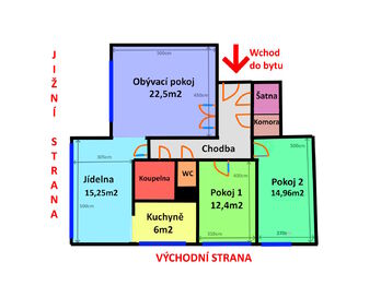 Plánek bytu - Prodej bytu 4+1 v osobním vlastnictví 90 m², Praha 4 - Hodkovičky