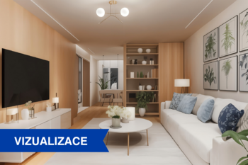 Obývací pokoj - vizualizace - Prodej bytu 2+1 v osobním vlastnictví 61 m², Ústí nad Labem