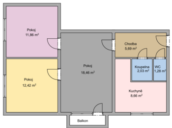 Prodej bytu 3+1 v osobním vlastnictví 63 m², Šumperk