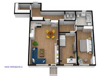 půdorys bytu 3+1 - Pronájem bytu 3+kk v osobním vlastnictví 105 m², Hradec Králové