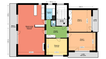 Plán bytu - Pronájem bytu 4+kk v osobním vlastnictví 143 m², Praha 5 - Slivenec