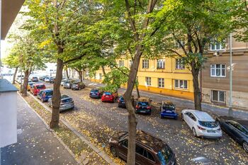 Pohled z obývacího pokoje - Prodej bytu 2+kk v osobním vlastnictví 48 m², Praha 3 - Žižkov