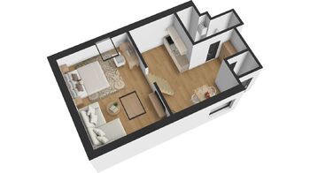 půdorys bytu 1+1   - Pronájem bytu 1+1 v osobním vlastnictví 48 m², Hradec Králové