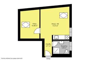 Pronájem bytu 2+kk v osobním vlastnictví 36 m², Kolín