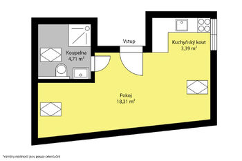 Pronájem bytu 1+kk v osobním vlastnictví 27 m², Kolín