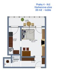 Pronájem bytu 1+kk v osobním vlastnictví 39 m², Praha 4 - Krč