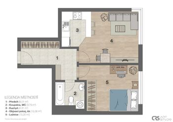 Prodej bytu 2+kk v osobním vlastnictví 47 m², Praha 5 - Hlubočepy