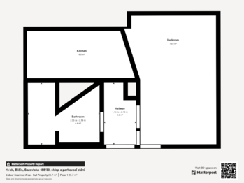 půdorysné schéma bytu - Pronájem bytu 1+kk v osobním vlastnictví 30 m², Praha 5 - Zličín