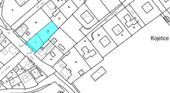 Mapa z Katastru nemovitostí.  - Prodej pozemku 922 m², Kojetice