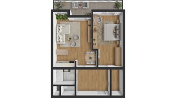 půdorys bytu 2+kk - Pronájem bytu 2+kk v osobním vlastnictví 70 m², Hradec Králové