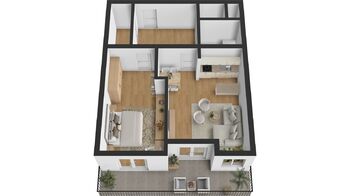 půdorys bytu 2+kk - Pronájem bytu 2+kk v osobním vlastnictví 70 m², Hradec Králové