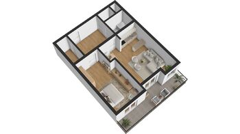 půdorys bytu 2+kk - Pronájem bytu 2+kk v osobním vlastnictví 70 m², Hradec Králové