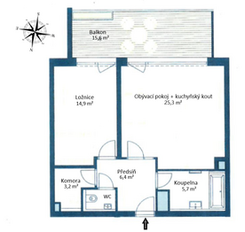 Pronájem bytu 2+kk v osobním vlastnictví 62 m², Praha 5 - Smíchov