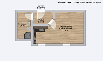 Pronájem bytu 1+kk v osobním vlastnictví 26 m², Praha 8 - Karlín