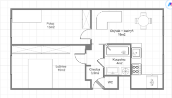 Pronájem bytu 3+kk v osobním vlastnictví 59 m², Pardubice