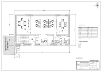 Půdorys 1. patra modré budovy - Pronájem kancelářských prostor 364 m², Praha 4 - Hodkovičky