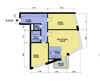 Půdorys bytu - Prodej bytu 3+kk v osobním vlastnictví 83 m², Praha 4 - Nusle