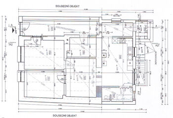 Půdorys 1NP - bourané konstrukce - Prodej domu 130 m², Nechanice