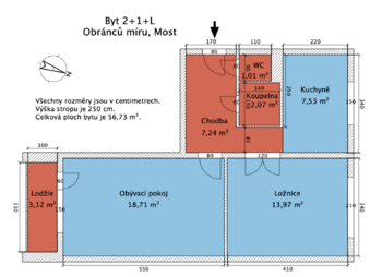 Prodej bytu 2+1 v osobním vlastnictví 57 m², Most