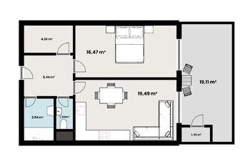 Prodej bytu 2+kk v osobním vlastnictví 53 m², Jinočany