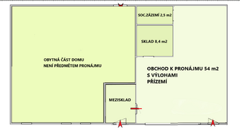 Pronájem obchodních prostor 64 m², Čeradice