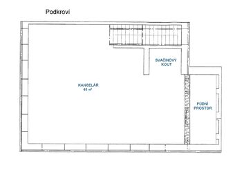 Půdorys podkroví - Prodej obchodních prostor 153 m², Přerov