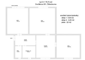 Prodej bytu 3+1 v osobním vlastnictví 114 m², Židlochovice