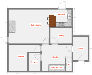 Plánek 1. NP - Pronájem domu 92 m², Hostivice