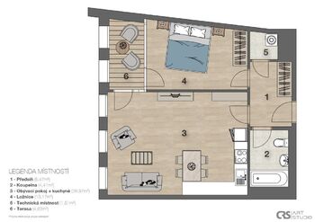 Prodej bytu 2+kk v osobním vlastnictví 62 m², Praha 5 - Smíchov