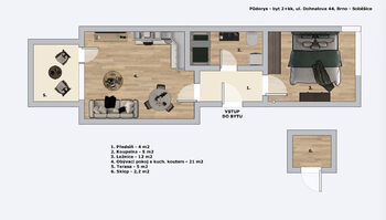 Pronájem bytu 2+kk v osobním vlastnictví 50 m², Brno