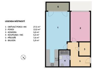 Pronájem bytu 2+kk v osobním vlastnictví 56 m², Praha 4 - Chodov