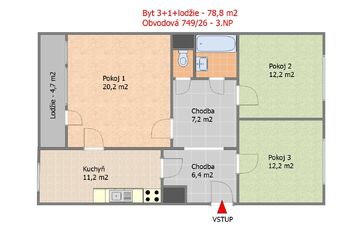 Prodej bytu 3+1 v družstevním vlastnictví 79 m², Ústí nad Labem