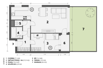 půdorys - Prodej bytu 2+kk v osobním vlastnictví 56 m², Praha 10 - Záběhlice