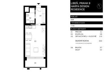 Prodej bytu 1+kk v osobním vlastnictví 33 m², Praha 9 - Libeň