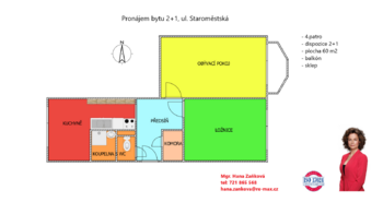 Pronájem bytu 2+1 v osobním vlastnictví 60 m², České Budějovice