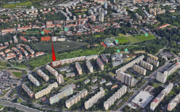 Google Earth lokace - Pronájem bytu 2+1 v osobním vlastnictví 64 m², Praha 4 - Záběhlice