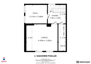 Půdorys 2. NP - Prodej domu 57 m², Stříbrná