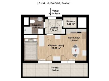 Prodej bytu 1+kk v osobním vlastnictví 43 m², Praha 10 - Záběhlice