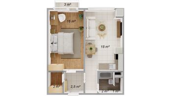 Pronájem bytu 2+kk v osobním vlastnictví 47 m², Hradec Králové