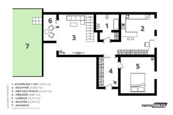 půdorys - Prodej bytu 4+kk v osobním vlastnictví 114 m², Jesenice