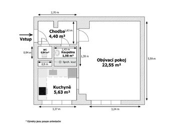 Pronájem bytu 1+1 v osobním vlastnictví 40 m², Mladá Boleslav